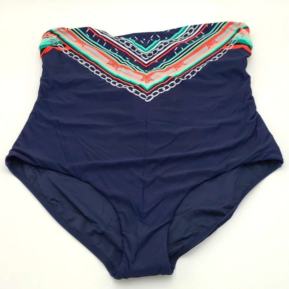 JETS Swimwear Australia Riviera‎ Bandeau One Piece Swimsuit Navy Blue US 12